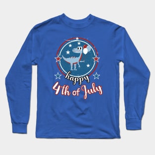 Happy 4th of July Cute Patriot Dinosaur Long Sleeve T-Shirt